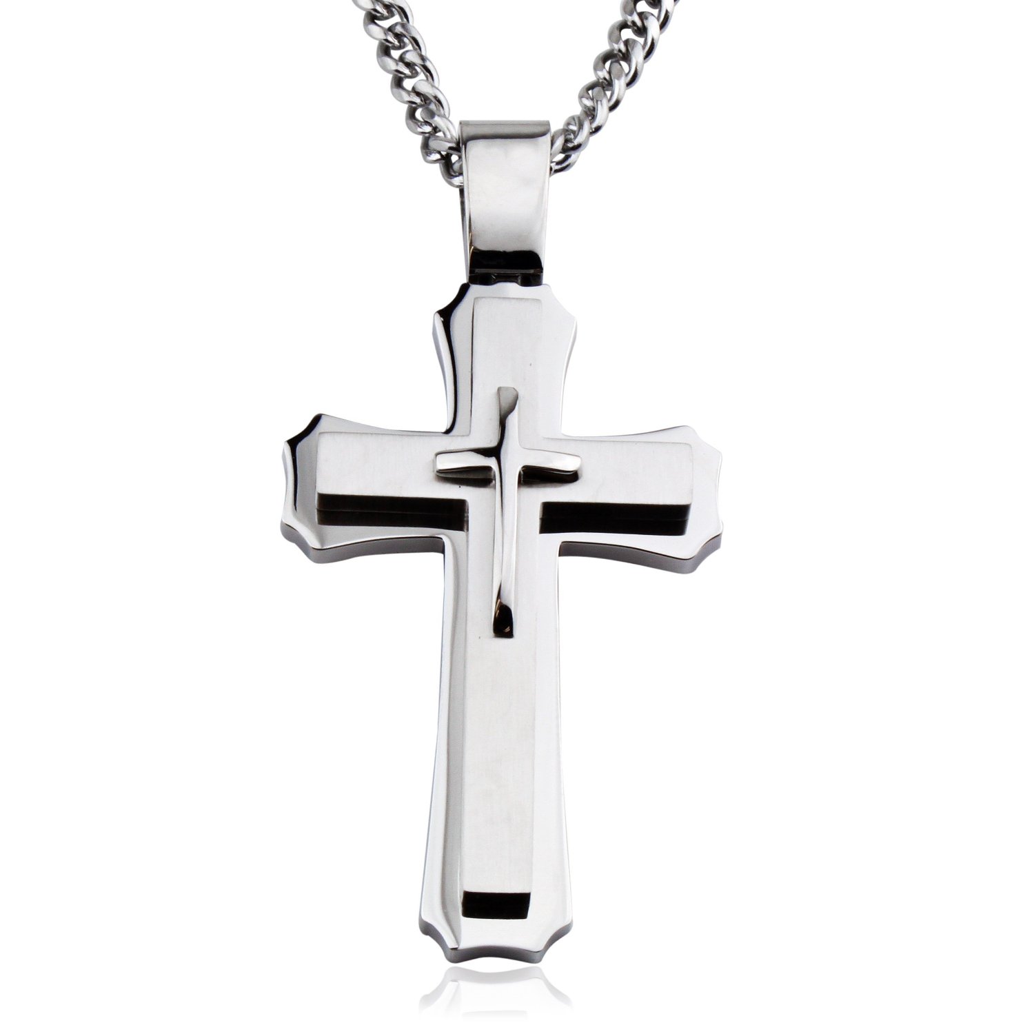 mens stainless steel cross necklace 2